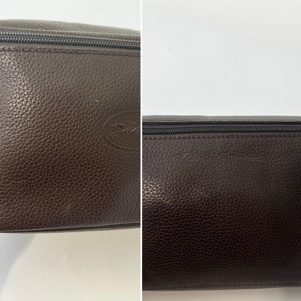 Longchamp Vintage Le Foulonne Pebbled Leather Belt Bag Fanny Pack Y2K Dark Brown - Picture 10 of 11